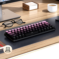 Teclado de Máquina de Escribir Ergonómico con Conexión Estable de 2.4GHz, Teclas Redondas Retro para Mac/Windows/PC