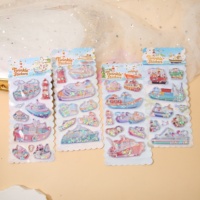 Autocollants de récompense pour enfants de maternelle, motifs de transport de dessins animés, autocollants à remplir d'eau et de sable pour la décoration de journaux DIY