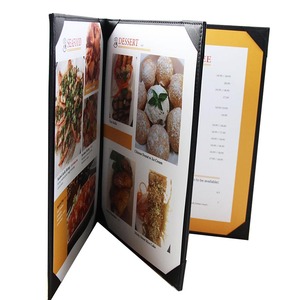 High Quality PU Leather Legal <strong>Size</strong> Menu Cover Restaurant Menus A4 Trifold 6 <strong>View</strong> Leather Restaurants Menu Book <strong>Folder</strong> - Product Image 5