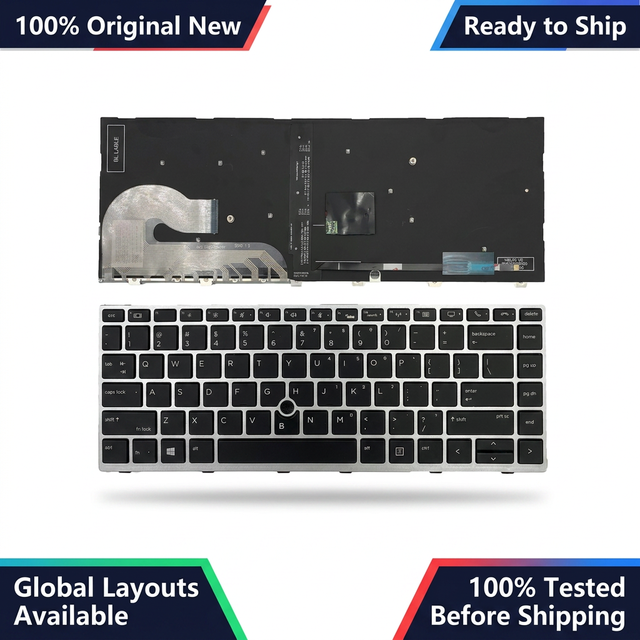 Wholesale US Backlit Keyboard for HP EliteBook 840 G5 G6 745 G5 846 G5 Series Laptop Keyboard with Silver Frame Replacement