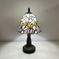 Lampu Meja Gaya Lightslighting 8 Inch Red Dragonfly Art HFBH Terverifikasi Lampu Meja Kaca Patri Hijau untuk Ruang Tamu Kamar Tidur