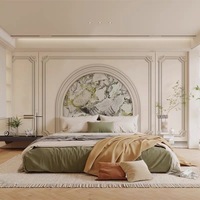 Papier peint mural en marbre vert 3D gaufré beige crème, panneau de plâtre européen, décoration intérieure pour villa, chambre et salon