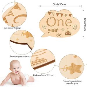 13 cartes de jalons de développement pour bébé en bois double face, accessoires de photographie nouveau-né, cadeau commémoratif de naissance gravé - Product Image 2