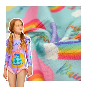 2023 côtelé 88 Polyester 12 Spandex fournisseur personnalisé texturé bébé tissu matériel maillot de bain motif maillot de bain tissu à vendre