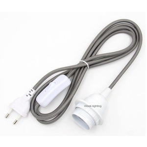 Cordón de luz colgante Vintage, cuerda de alimentación europea con interruptor en línea, Cable cubierto de tela, soporte de lámpara de bombilla rosca E27, 2 metros - Product Image 1