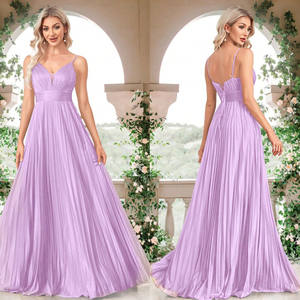 Vestidos de Noche de Lujo para Mujer, Vestidos de Fiesta Largos de Satén sin Mangas con Cuello en V, Vestidos Elegantes de Dama de Honor para Boda - Product Image 4