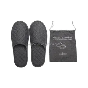 Chinelo de veludo coral super antiderrapante para casa de hotel super cinco estrelas, com embalagem em bolsa