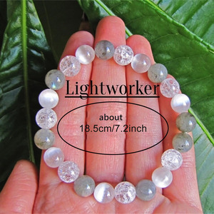 Großhandel Energie schutz Heilung Kristall Labradorit Selenit Crackle Quarz Light workers Armband Reiki Geschenk - Product Image 3