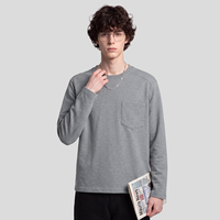 T-shirt à manches longues en modal style Old Money pour homme, col rond oversize, sous-vêtement de base pour le quotidien (OEM/ODM)