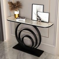 Table Console Semi-Circulaire en Pierre Frittée, Style Italien Simple, Moderne et de Luxe, Meuble d'Appoint ou de Couloir, Style Chinois Nouveau, Fabriquée en Orme