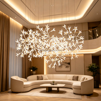Lustre suspendu en verre artistique avec pendentifs en forme de fleurs, en métal courbé, pour la décoration de villas, hôtels et chambres d'hôtes