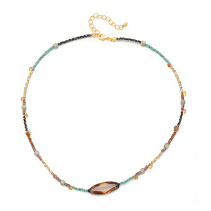 18K chapado en oro Y2K Piedra Natural Boho <span class=keywords><strong>Picasso</strong></span> Miyuki semilla Miyuki gargantilla Collar para mujer - Product Image 5