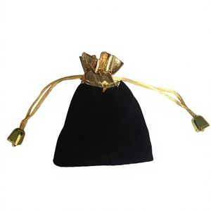 Sacs cadeaux en velours avec cordon de serrage de 2,8 x 3,6 pouces avec bordure dorée, pochettes pour petits cadeaux, bijoux, faveurs de mariage, Noël - Product Image 5