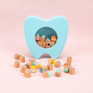 Cute colored wooden baby tooth storage Box Souvenir Tooth box for kids
