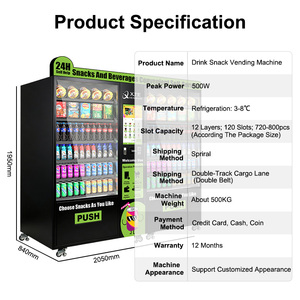 24 Hours <strong>Credit</strong> Card Coin Operated 21.5 Inch Touch Screen Custom Drink Snack Vending Machine with Cloud-Based <strong>Management</strong> Wi-Fi - Product Image 3