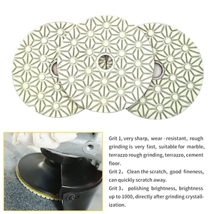 4 Zoll 100mm trockener/nasser Diamant 3-Stufen-Polierpads Diamant-Granit-Poliermarmor-Betons chleifen - Product Image 2
