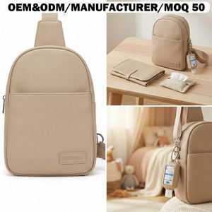 Sac à langer bandoulière en cuir végétalien OEM pour bébé, sac à bandoulière fonctionnel en cuir pour bébé avec <span class=keywords><strong>porte</strong></span>-désinfectant - Product Image 1