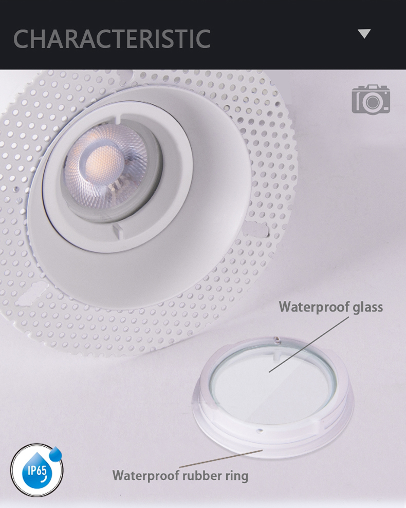 Ip65 Waterproof Recessed Downlight Anti Glare Trimless For Kitchen
