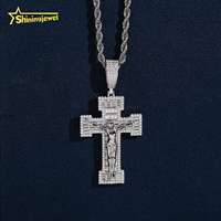 Pendentif Hip Hop 2 pouces en Argent 925 avec Moissanite, style Iced Out, motif Jésus sur la Croix, Bijoux de Rappeur