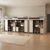 Lit superposé multifonctionnel avec bureau, armoire et tiroirs de rangement, lit superposé à 2 niveaux pour appartement
