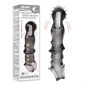 Extensor de Pene de Cristal Reutilizable con Cabeza Redonda Vibrante con Púas Agrandadas - Product Image 5