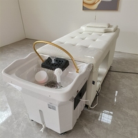 Fauteuil de massage et de lavage capillaire haut de gamme de luxe avec réservoir d'eau de 60L, blanc, sans plomberie, pour salon de beauté et thérapie capillaire