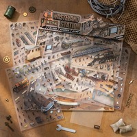 4 autocollants par paquet, série Wasteland Cyberpunk, matériaux de collage de scrapbooking à grande échelle post-apocalyptiques
