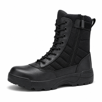 Bottes tactiques pour hommes, semelle en caoutchouc, tige en nylon, doublure en toile, mi-mollet, fermeture éclair latérale, toutes saisons, randonnée en montagne en plein air