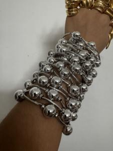 Kaimei 2025, chapada en plata joyería de moda para mujer, pulsera gruesa de múltiples capas para mujer, brazalete largo con cuentas de Moda Africana, pulseras - Product Image 3