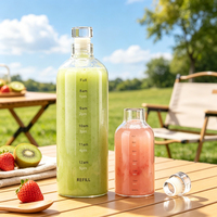 Transparante drankenfles, fruitsap, melkfles, lege verpakking, 300/500/700/1000ml ronde mineraalwaterfles van glas met glazen stop.