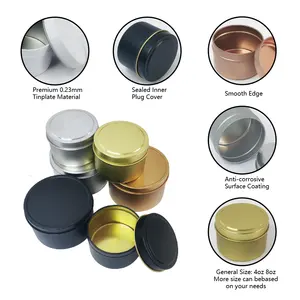 Hot Sale Tinplate Candle Jars With Lid Black Bulk Round Candle Container Tins Container Popular Mini Empty Storage Box