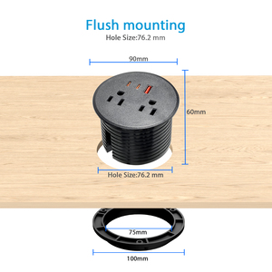 <span class=keywords><strong>Enchufe</strong></span> Eléctrico Industrial Oculto de Plástico para Escritorio, 2 Tomas de Corriente Alterna, 2 Puertos USB-C con Carga Rápida PD, Estándar Estadounidense - Product Image 2
