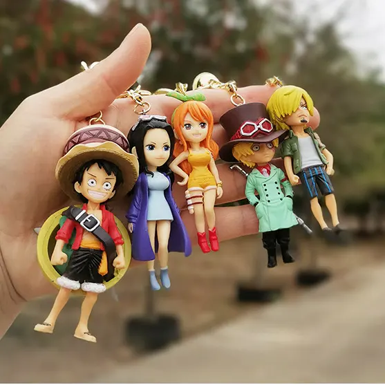 LLavero de dibujos animados de Luffy, bolsa colgante de anime Popular, fabricantes de llavero de pvc