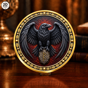 Moneta Personalizzata all'Ingrosso, Design Celtico Triquetra Nodo della Trinità con Motivo Floreale su Sfondo Scuro Texturizzato e Oro - Product Image 2