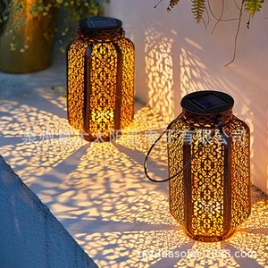 Solar Iron Lantern <b>Led</b> Outdoor Garden Hanging <b>Light</b> <b>Sensor</b> With Battery Mono Si Solar Cell - Product Image 3