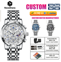 Montre-bracelet à quartz pour homme 984, cadran 41 mm, bracelet en acier inoxydable, verre Hardlex, squelette évidé, étanche 3 ATM