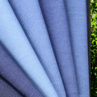 Tissu en denim tissé bio écologique 75% coton 12% rayonne 13% polyester sergé teint uni poids moyen pour garçons, femmes, hommes, filles