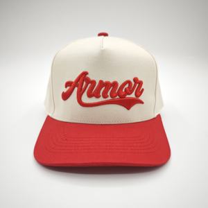 Casquette de baseball personnalisée à 5 panneaux bicolore avec logo brodé, style sportif urbain, avec impression en relief, en tissu courant - Product Image 4