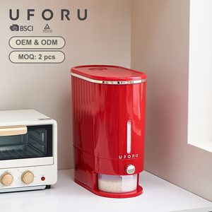 UFORU Distributeur de riz grande capacité, conteneur en plastique hermétique avec <span class=keywords><strong>bec</strong></span> verseur doseur pour le stockage des céréales dans le garde-manger - Product Image 1