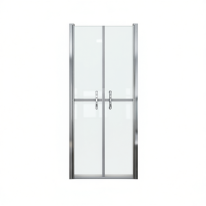 Puerta de Ducha Transparente ESG de 37.8"x74.8" con Marco Plateado, Vidrio Templado, Estilo de Bisagra, Diseño Minimalista - Product Image 1