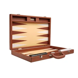 Profession elles Luxus handgemachtes Backgammon-Spielset aus braunem Leder