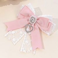 Clip Nœud en Ruban Dentelle pour Sac Ita, Nœud Papillon Cœur Diamant, Accessoire de Décoration pour Sacs à Dos Lolita pour Filles
