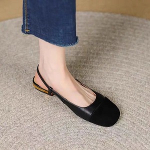 Women's <strong>Closed</strong>-<strong>Toe</strong> <strong>Sandals</strong> 2026 New Spring/Summer Mid-Heel Color-Block Backless High Heels Retro Chunky Heel Single Shoes - Product Image 6