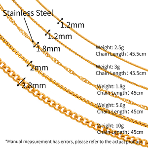 クリス エイプリル 316Lステンレス鋼 アンボス スネークチェーン ボックスチェーン シンガポールチェーン 薄型ケーブルチェーン 太いカーブチェーン ネックレス - Product Image 2