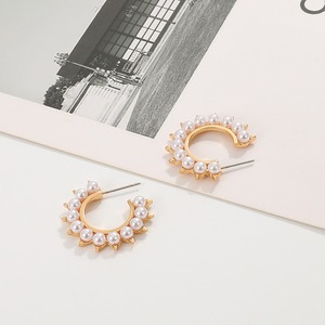 珍珠箍耳环小珍珠箍耳环镀金开大圆形圆形珍珠耳环珠宝女性生日礼物 - Product Image 4
