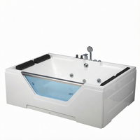 Nouvelle baignoire à remous multifonctionnelle autoportante en acrylique moderne avec lumière LED, pour usage hôtelier, robinet inclus