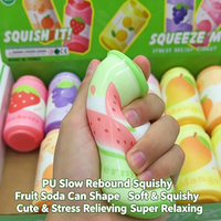Fruitdrankblikje Squishy PU Slow Rising Squeeze Toy, Schattig Gesimuleerd Drinkblikje Stressverlichtende Decompressie Fidget Toy Groothandel