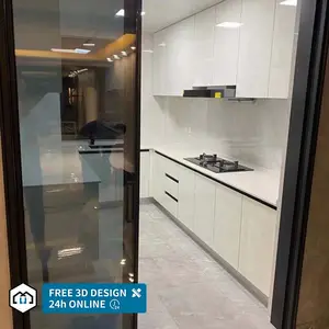 Pernis Tinggi Pintu Kayu Perabot Dapur Desain Modern Kabinet Dapur Modular