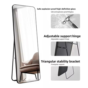 Nhà Máy Lớn Kích Thước Đầy Đủ Hình Chữ Nhật Kim Loại Khung Gương Tầng Thường vụ Tường Nghiêng Đầy Đủ Cơ Thể Chiều Dài Mặc Quần Áo Make up Gương - Product Image 5