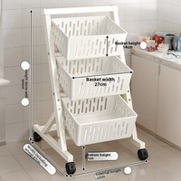 Chariot de rangement de cuisine domestique, étagère multi-niveaux en métal, panier à fruits et légumes, support de collation sur pied pour salon